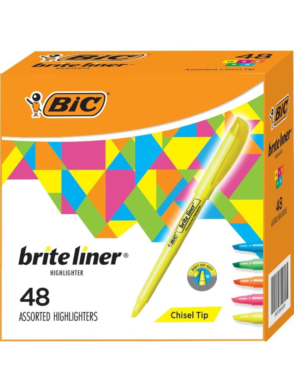 Vibrant Chisel Tip Highlighters Set, 48 Pack - Perfect for School, Notes